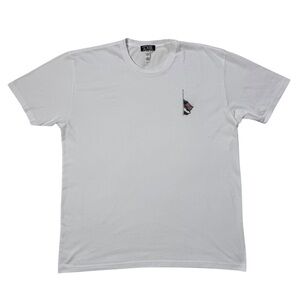 SDI White Tee XL American Flag Half Staff Embroidered